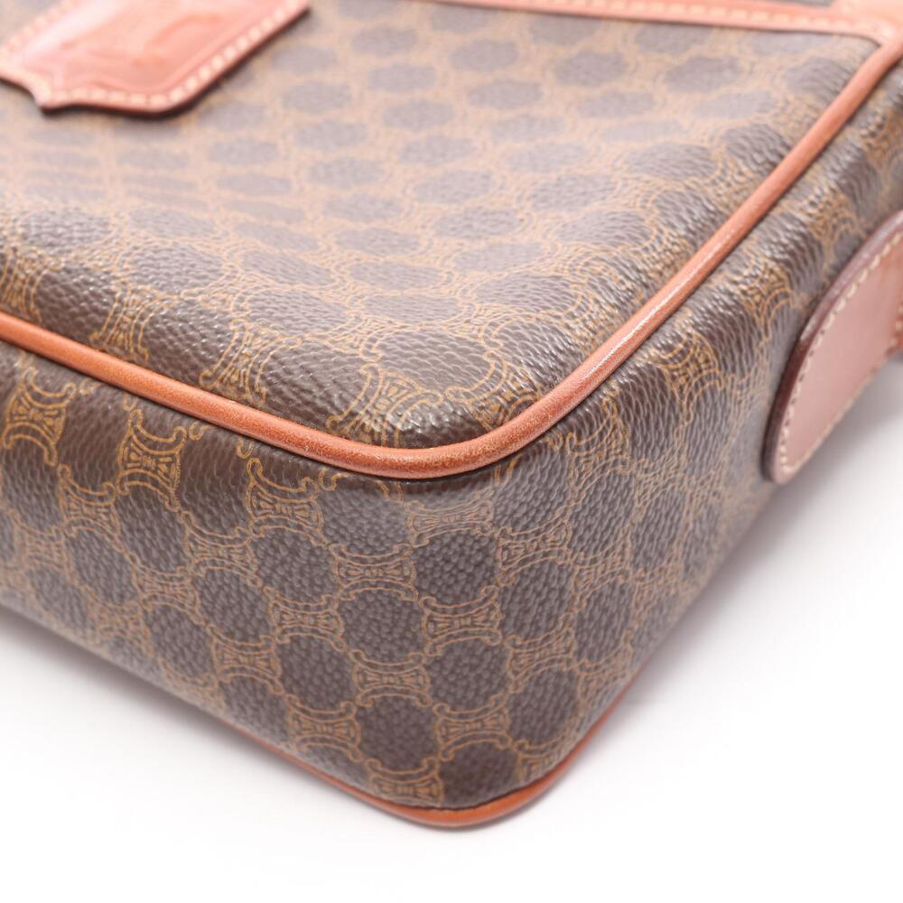 Celine Brown Leather Macadam Shoulder Canvas Bag - Picture 8 of 9